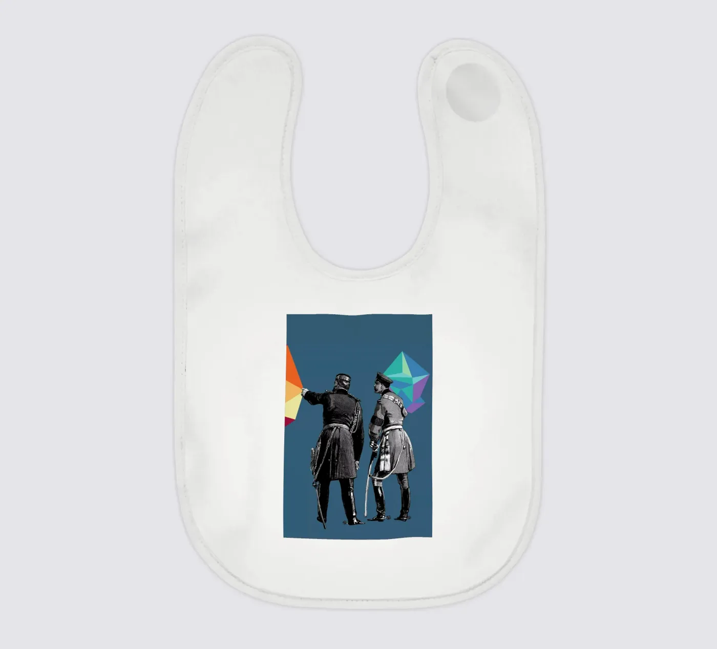 Blue Pointers baby bib by The Gently Unfurling Sneak