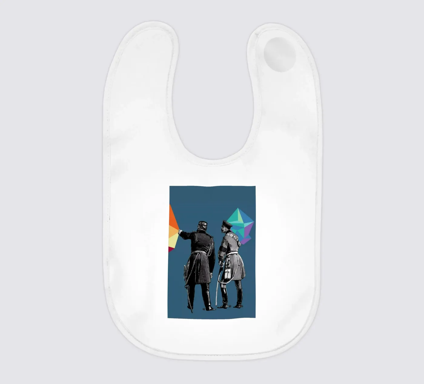 Blue Pointers baby bib by The Gently Unfurling Sneak