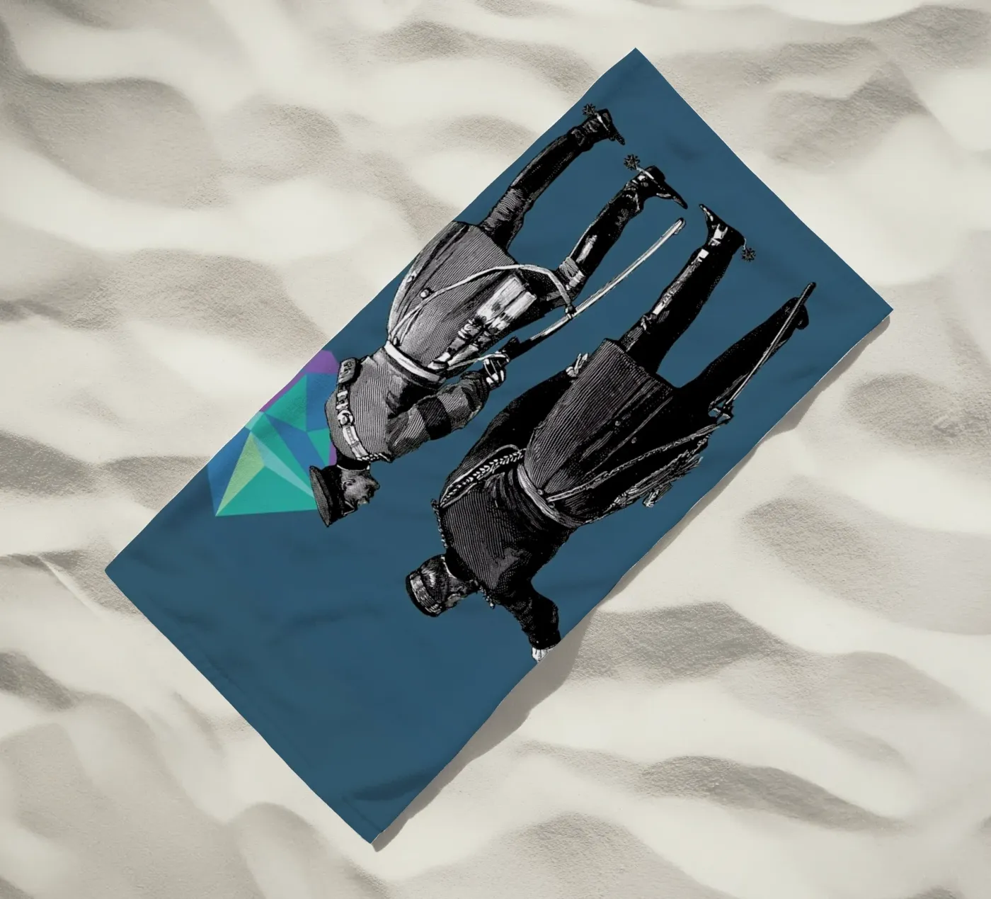 Blue Pointers beach towel by The Gently Unfurling Sneak