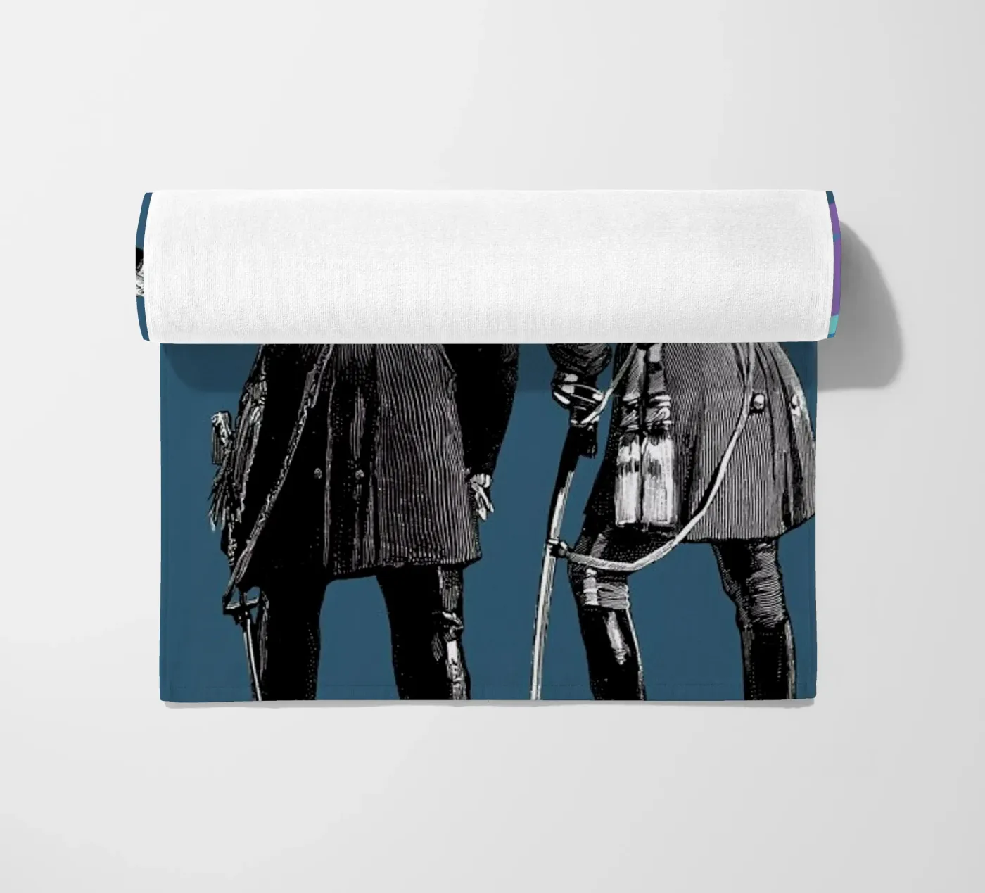 Blue Pointers beach towel by The Gently Unfurling Sneak