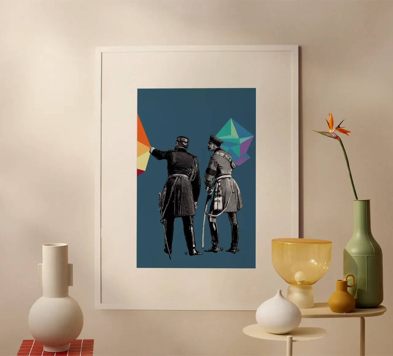 Blue Pointers poster con telaio in plastica da The Gently Unfurling Sneak