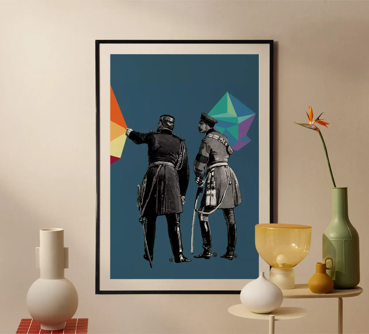 Blue Pointers poster con telaio in plastica da The Gently Unfurling Sneak