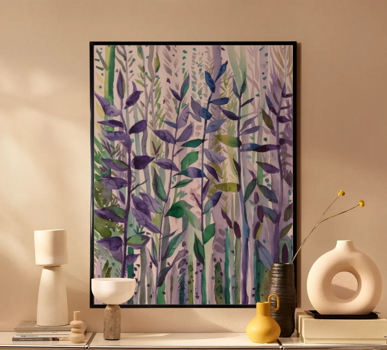Eco del giardino nascosto poster con telaio in alluminio da Solestice Strokes