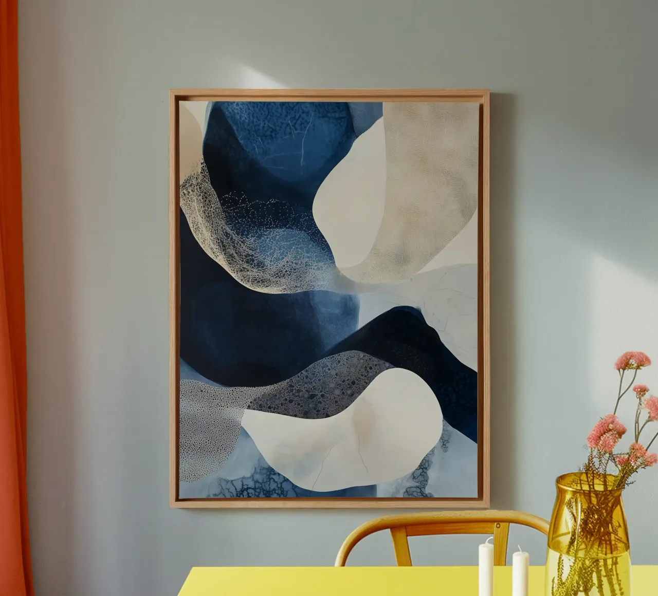 Forme astratte blu due tela con Cornice a cassetta da LaylaOzHome