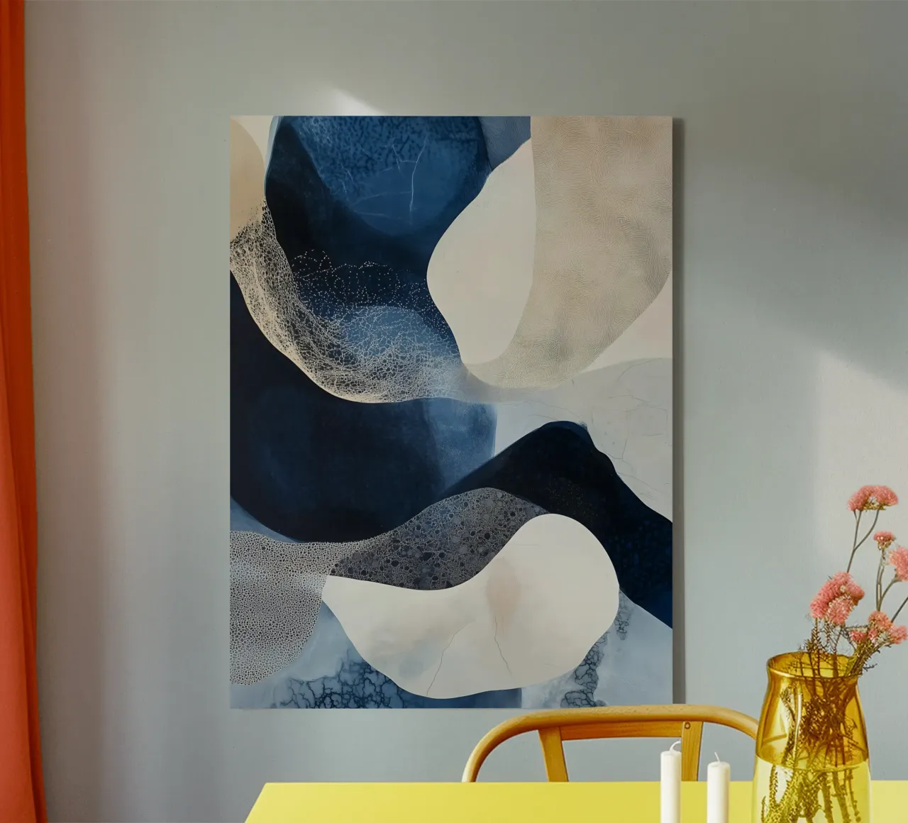 Forme astratte blu due tela con Cornice a cassetta da LaylaOzHome