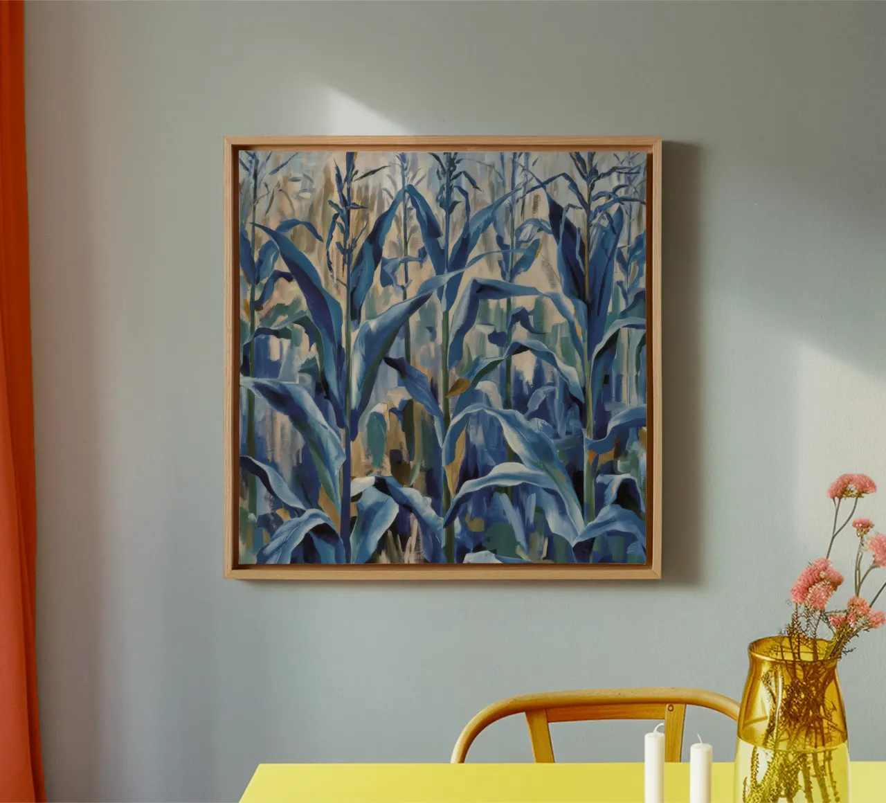 Silenzio blu del campo di grano tela con Cornice a cassetta da Solestice Strokes