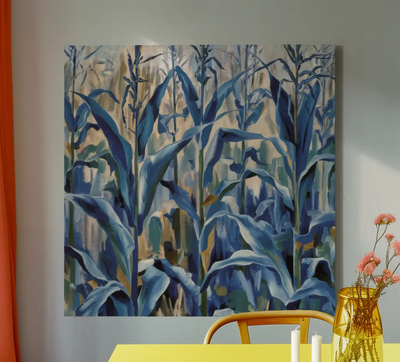 Silenzio blu del campo di grano tela con Cornice a cassetta da Solestice Strokes