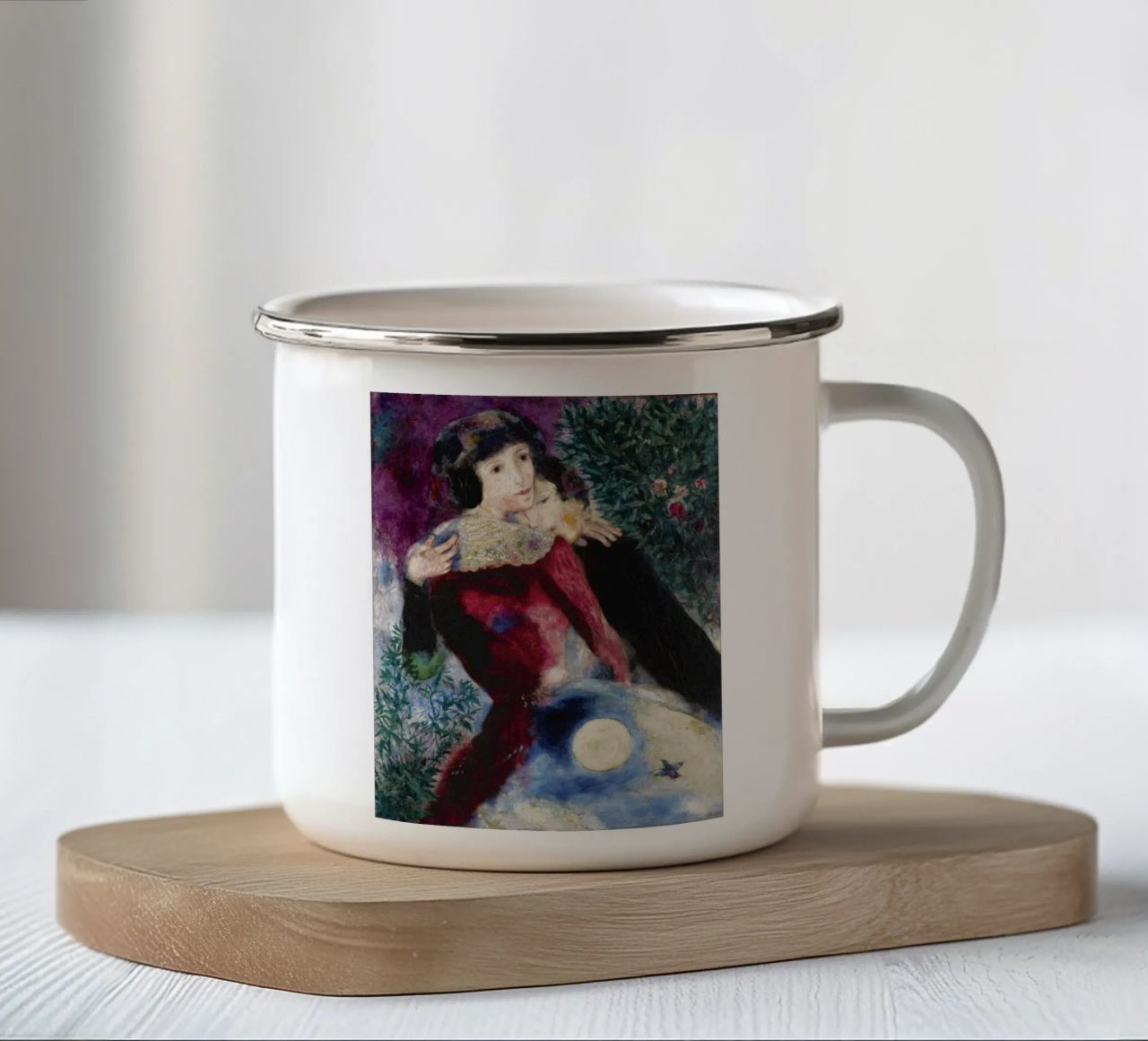 Marc Chagall Gli amanti tazza in smalto da Kunze Gallery