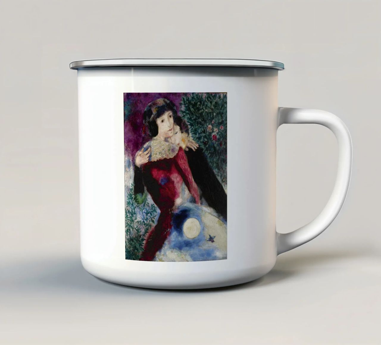 Marc Chagall Gli amanti tazza in smalto da Kunze Gallery