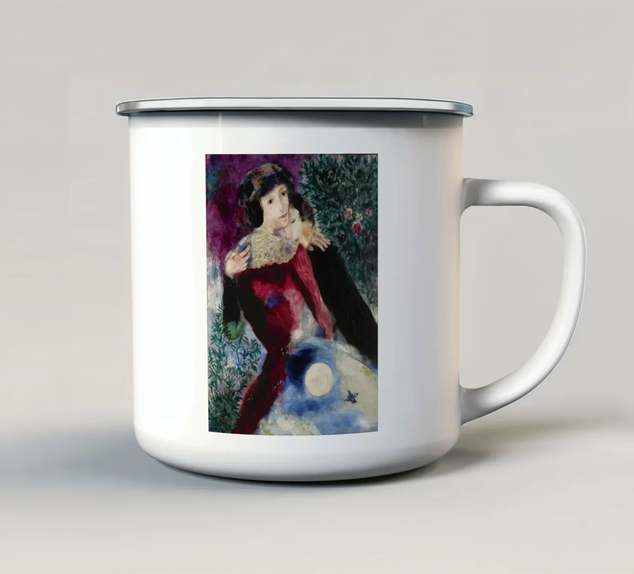 Marc Chagall Gli amanti tazza in smalto da Kunze Gallery