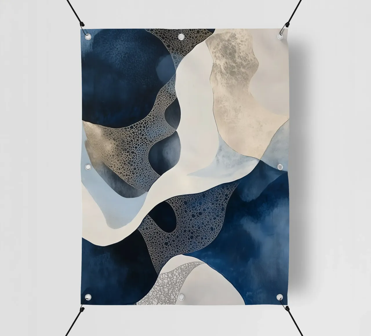 Forme astratte blu tre telo in pvc da LaylaOzHome