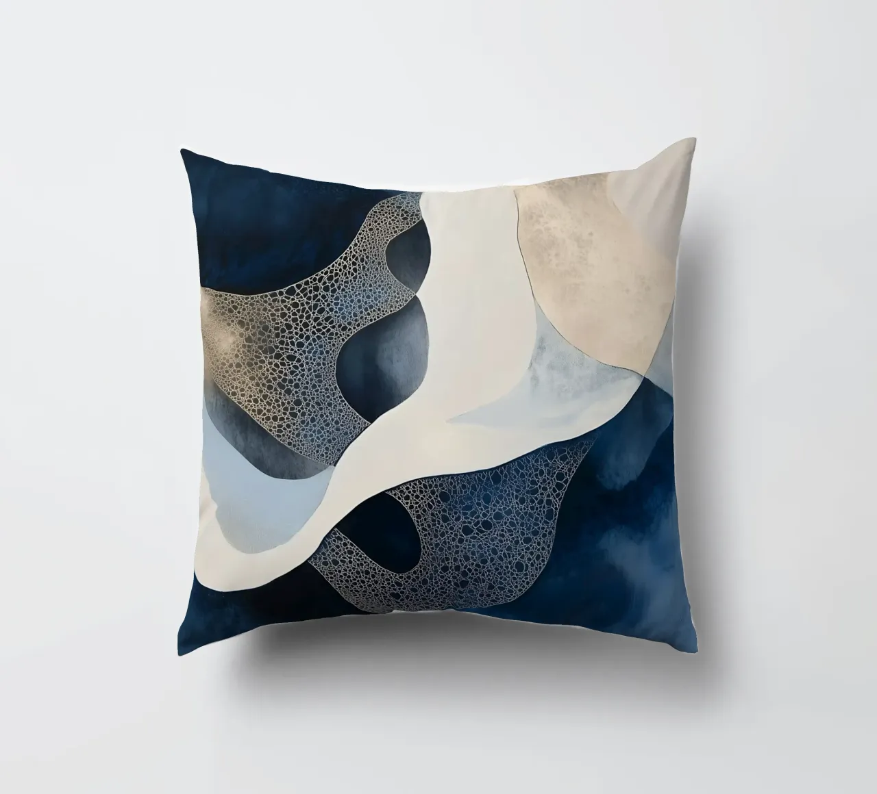 Abstract Blue Shapes three decorative cushion by LaylaOzHome