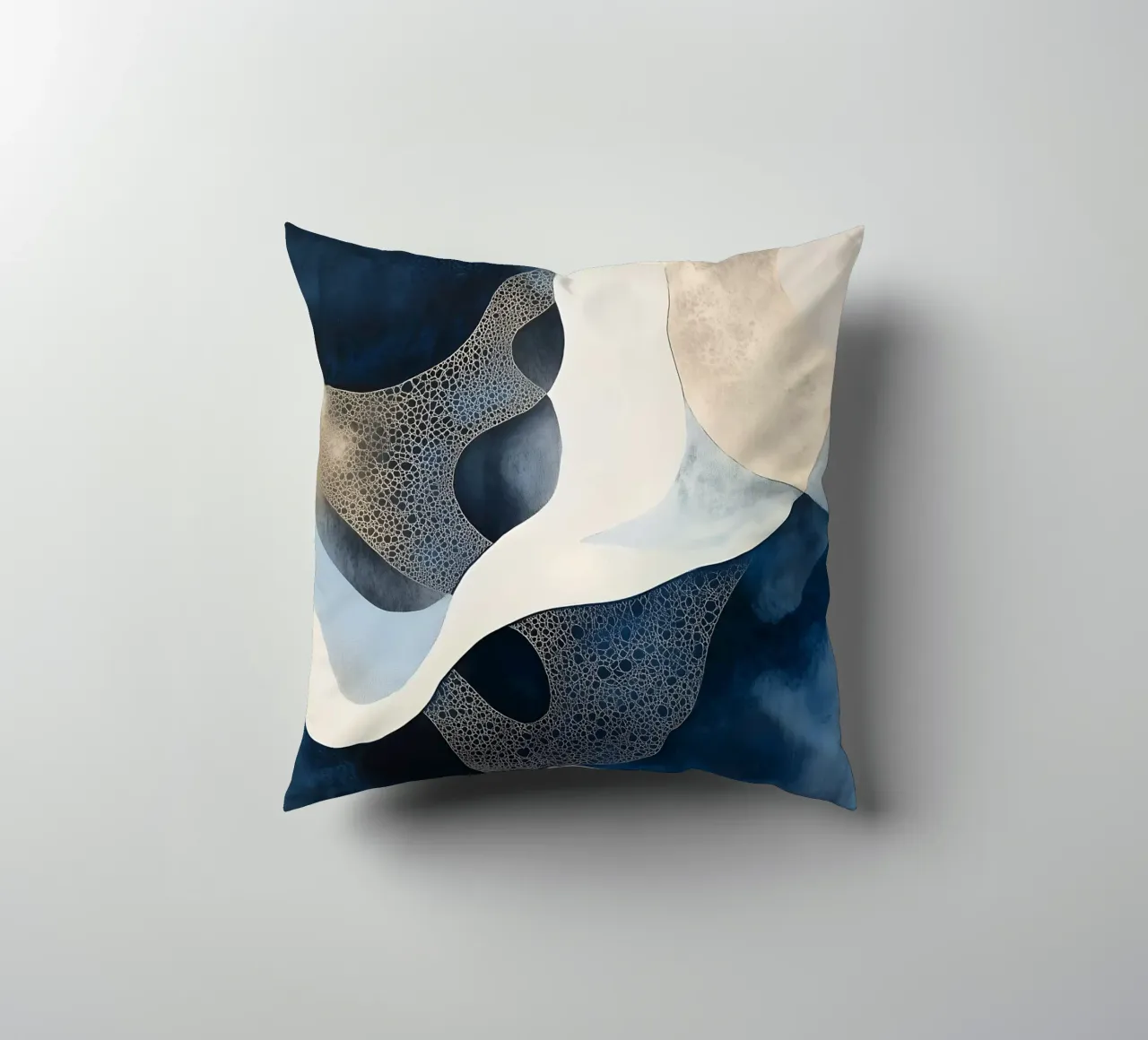 Abstract Blue Shapes three decorative cushion by LaylaOzHome