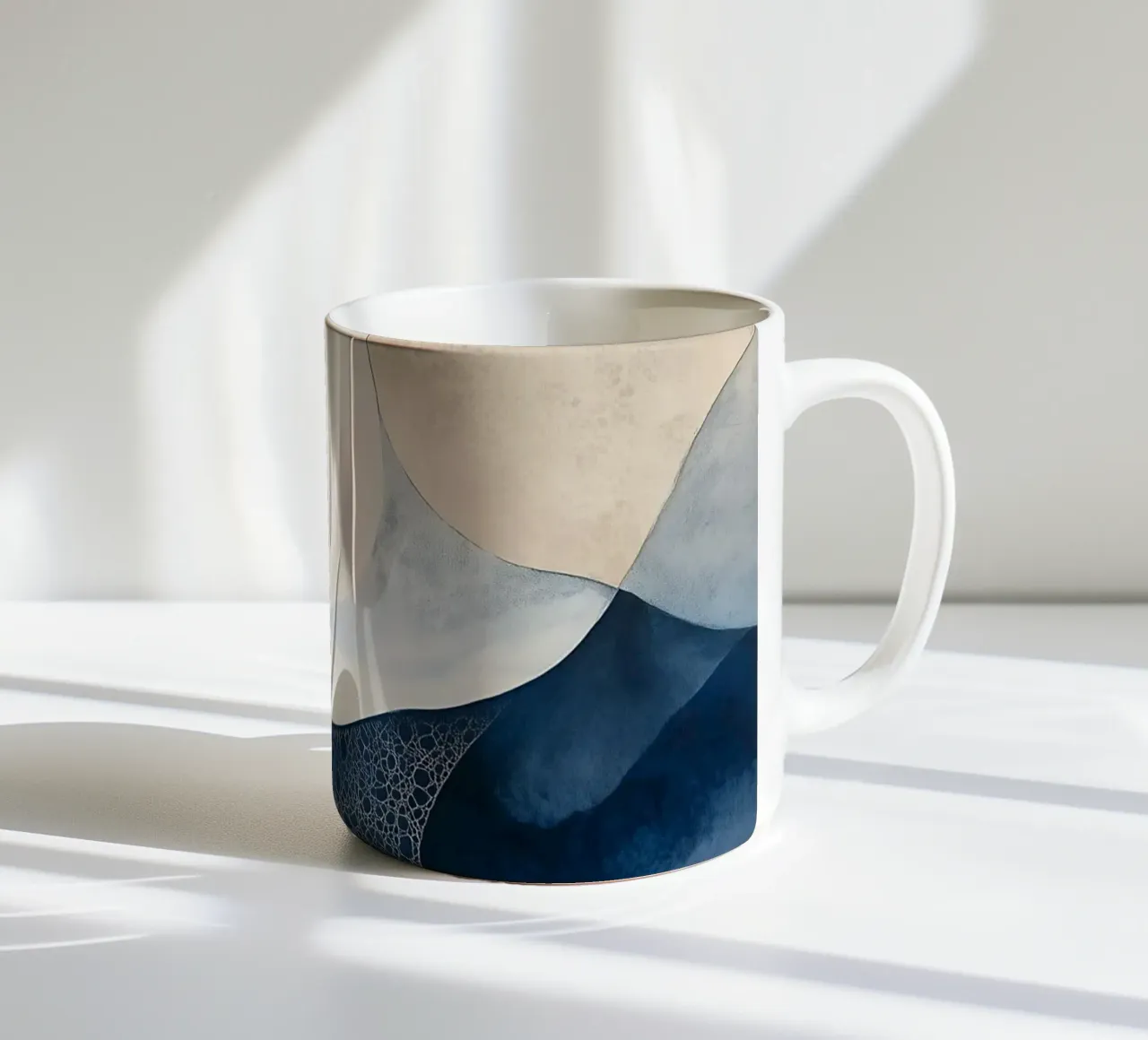 Abstract Blue Shapes three ceramic mug by LaylaOzHome