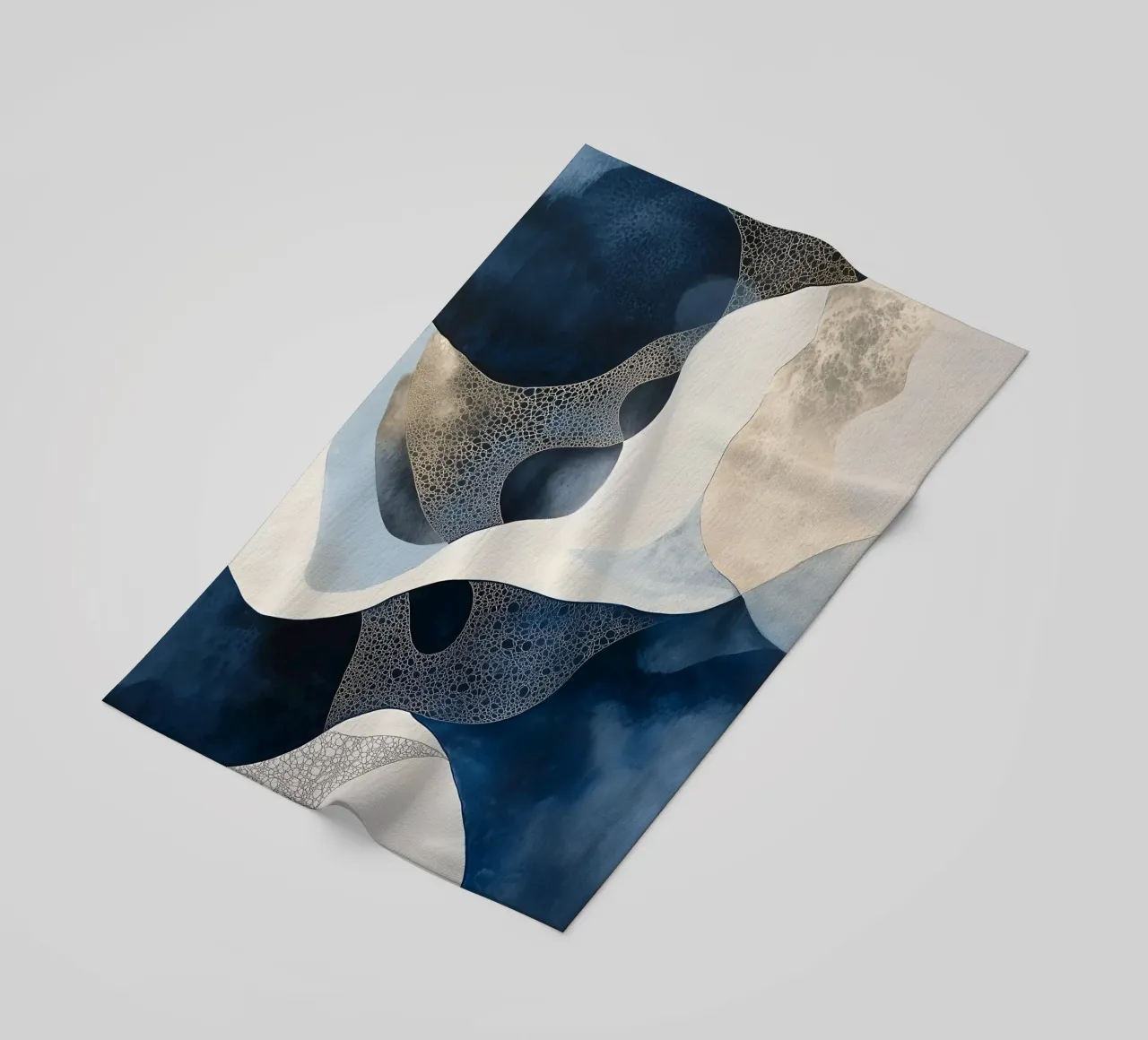 Abstract Blue Shapes three beach towel by LaylaOzHome