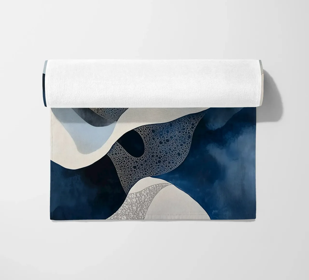 Abstract Blue Shapes three beach towel by LaylaOzHome