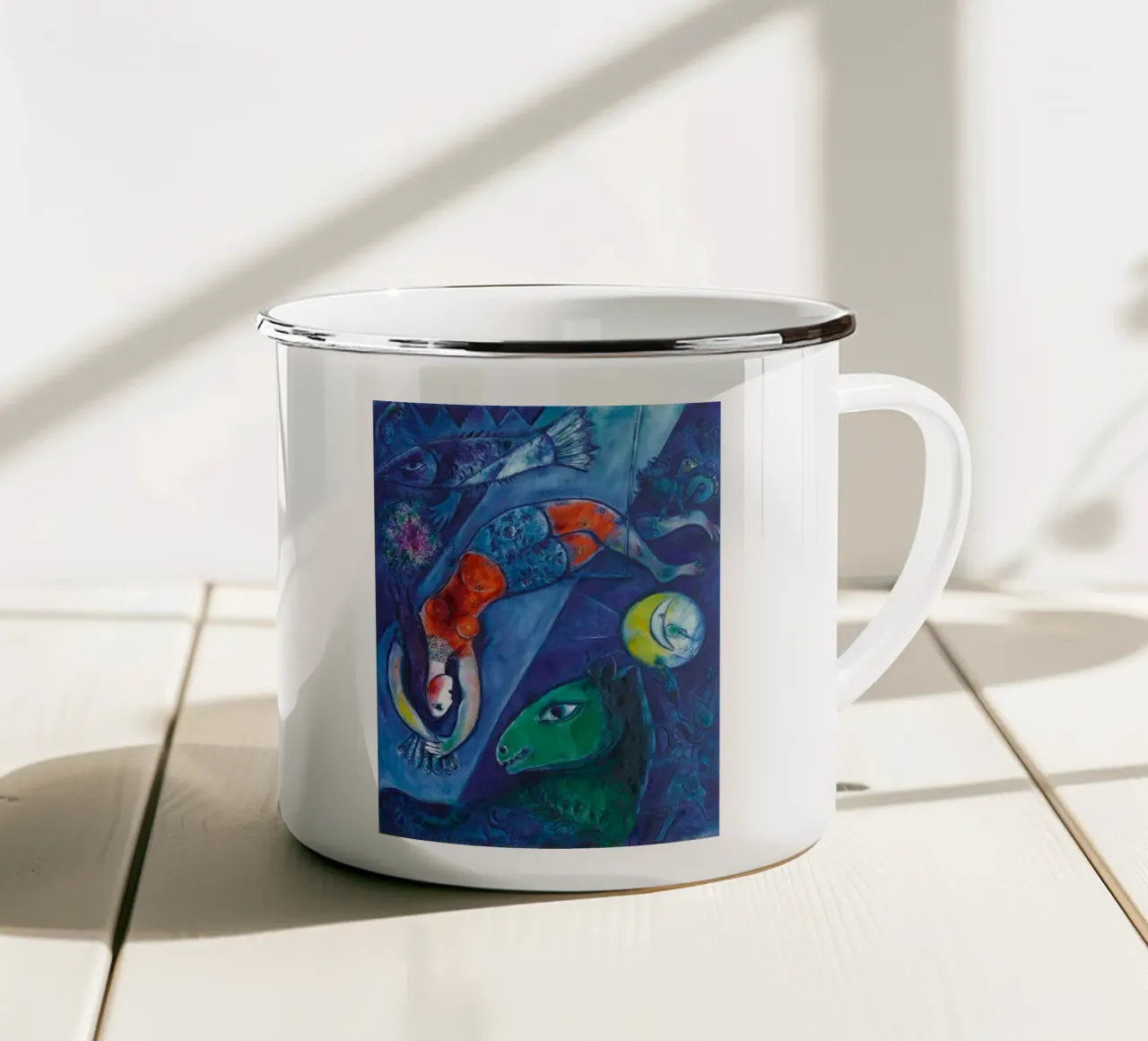 Marc Chagall Il circo blu tazza in smalto da Kunze Gallery