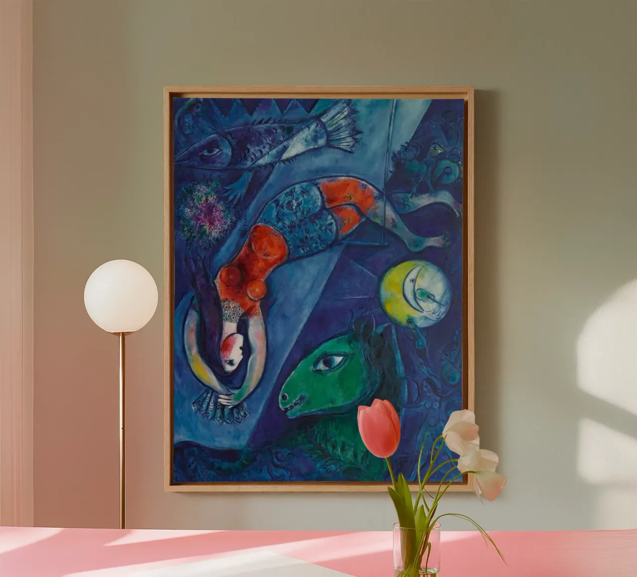 Marc Chagall Der blaue Zirkus Leinwand mit Schattenfugenrahmen von Kunze Gallery
