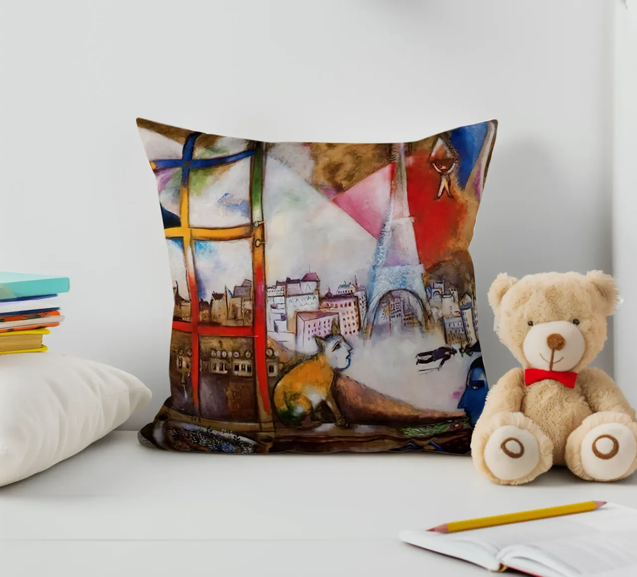 Marc Chagall Paris Through The Window decorative cushion by Kunze Gallery