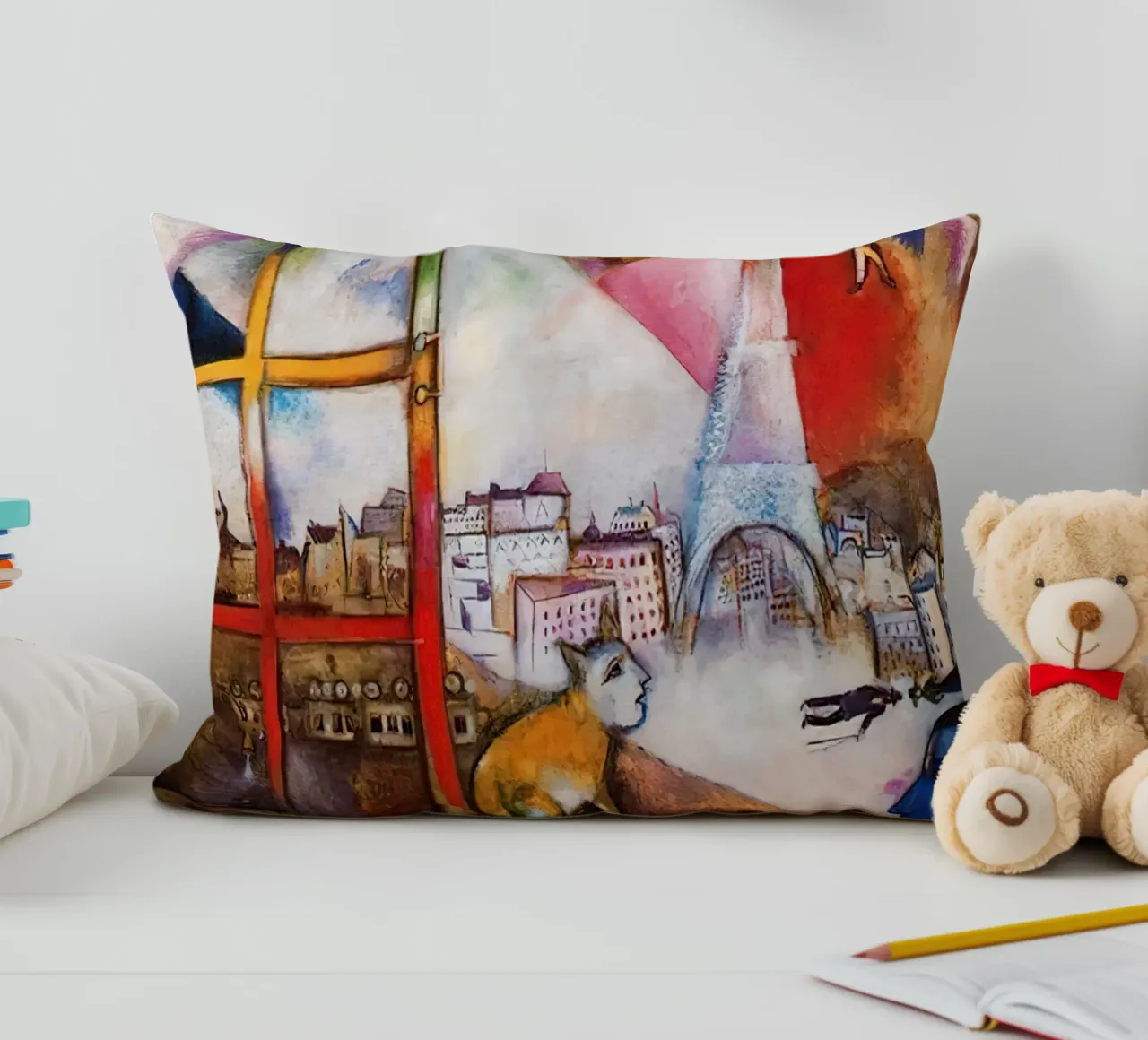 Marc Chagall Paris Through The Window decorative cushion by Kunze Gallery
