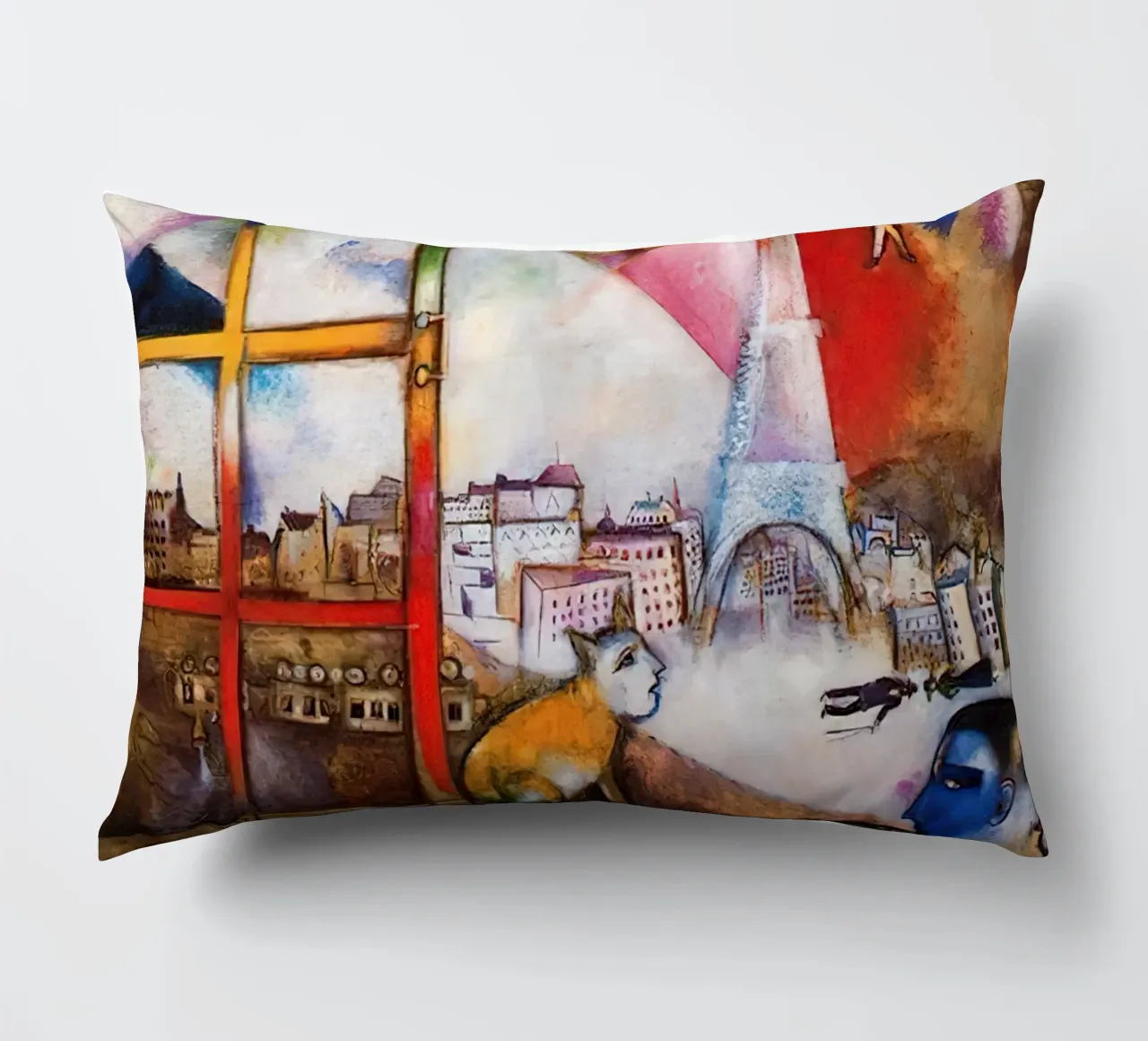 Marc Chagall Paris Through The Window decorative cushion by Kunze Gallery
