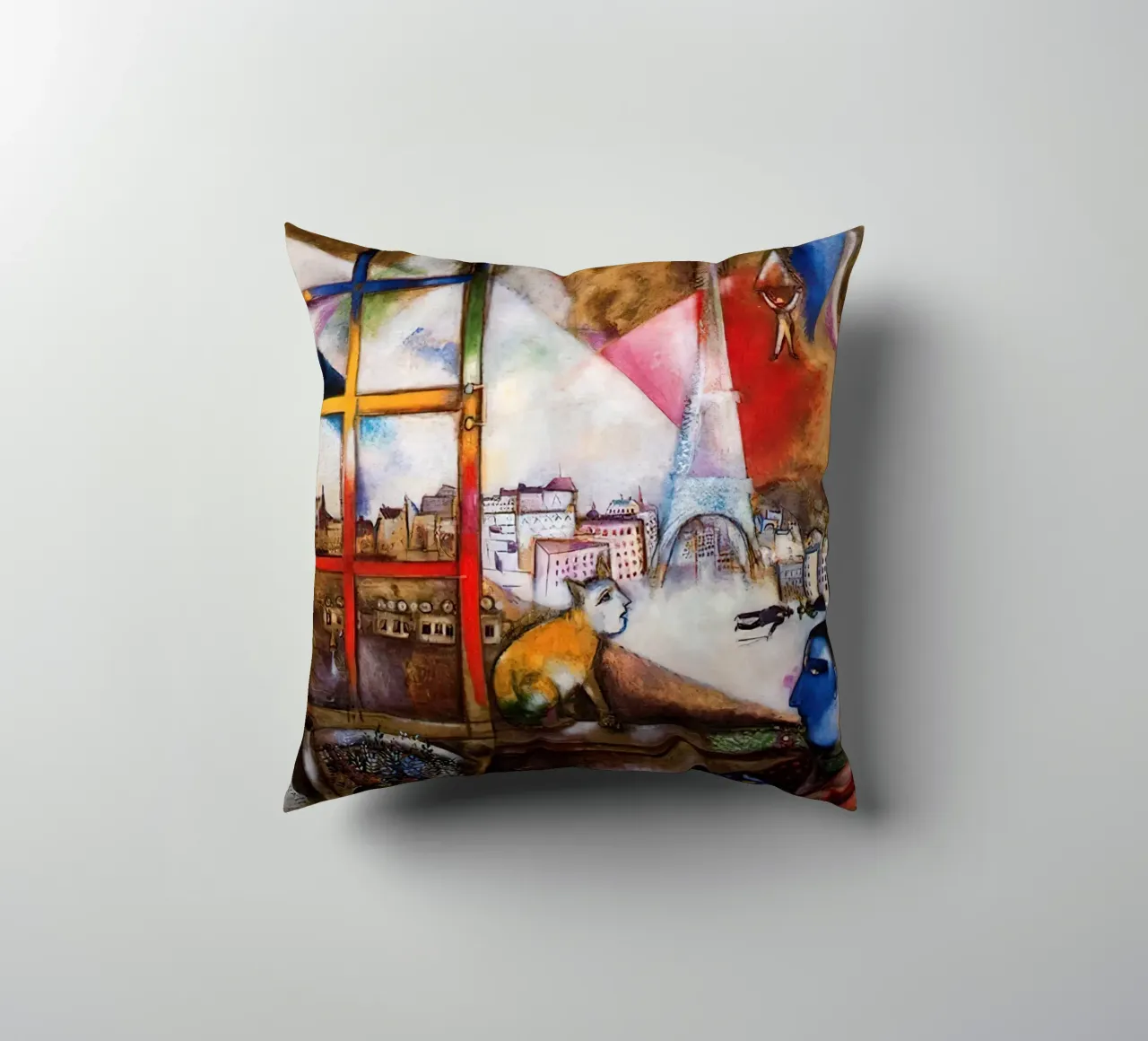 Marc Chagall Paris Through The Window decorative cushion by Kunze Gallery