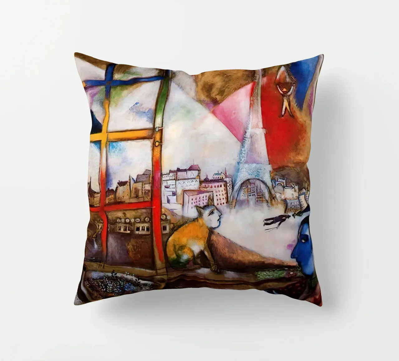 Marc Chagall Paris Through The Window decorative cushion by Kunze Gallery