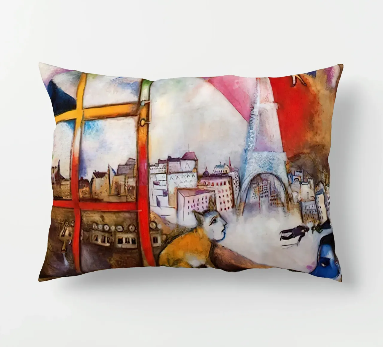 Marc Chagall Paris Through The Window decorative cushion by Kunze Gallery