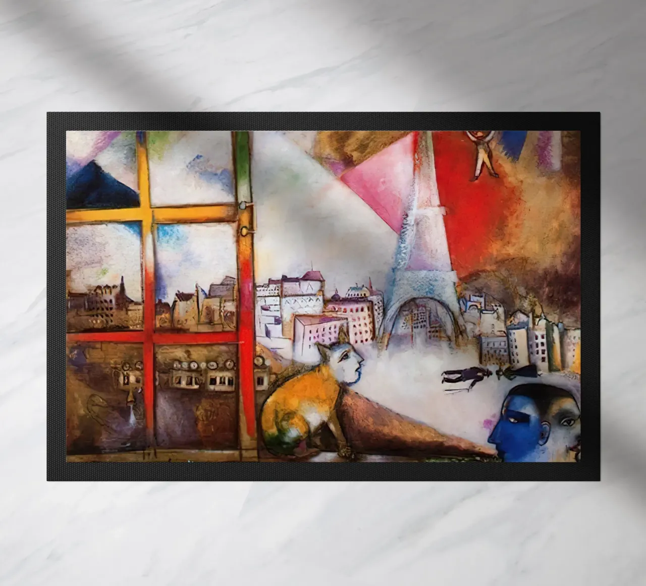 Marc Chagall Paris Through The Window doormat by Kunze Gallery