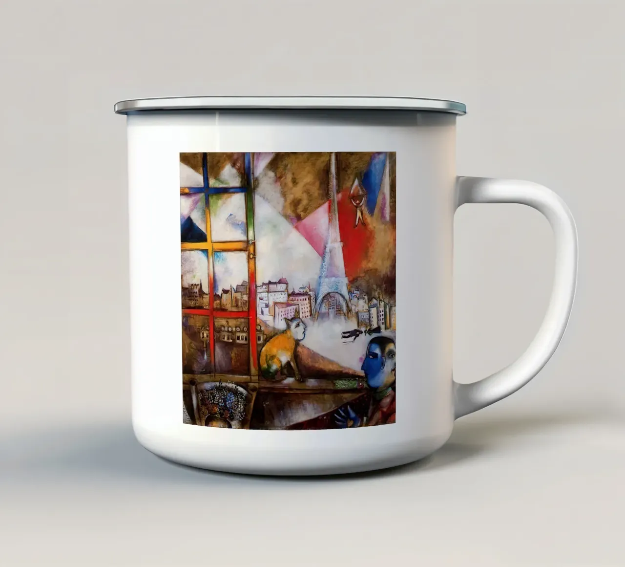 Marc Chagall Paris à travers la fenêtre mug en émail de Kunze Gallery