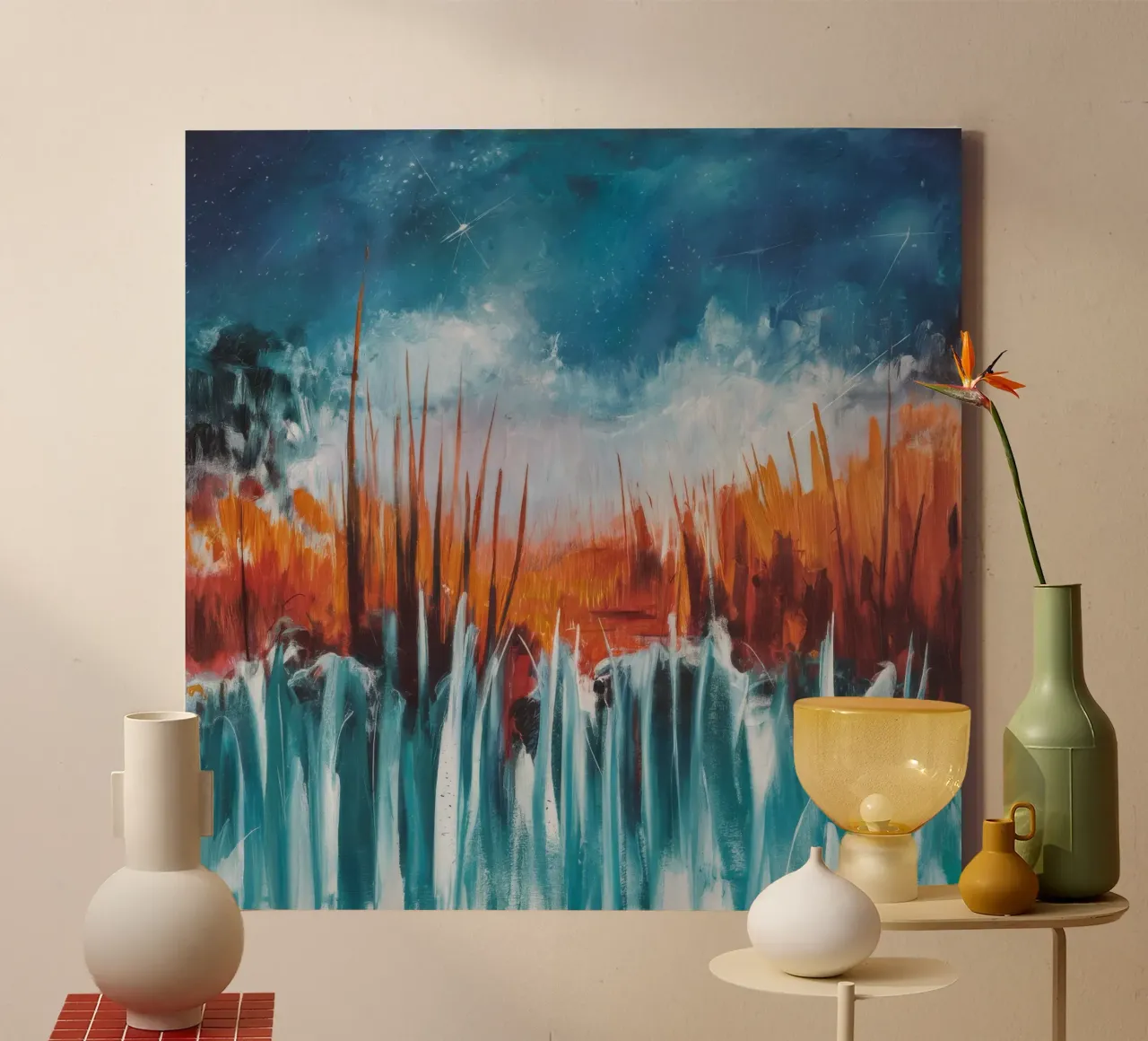 Cosmic Marshfire Pulse canvas by Solestice Strokes