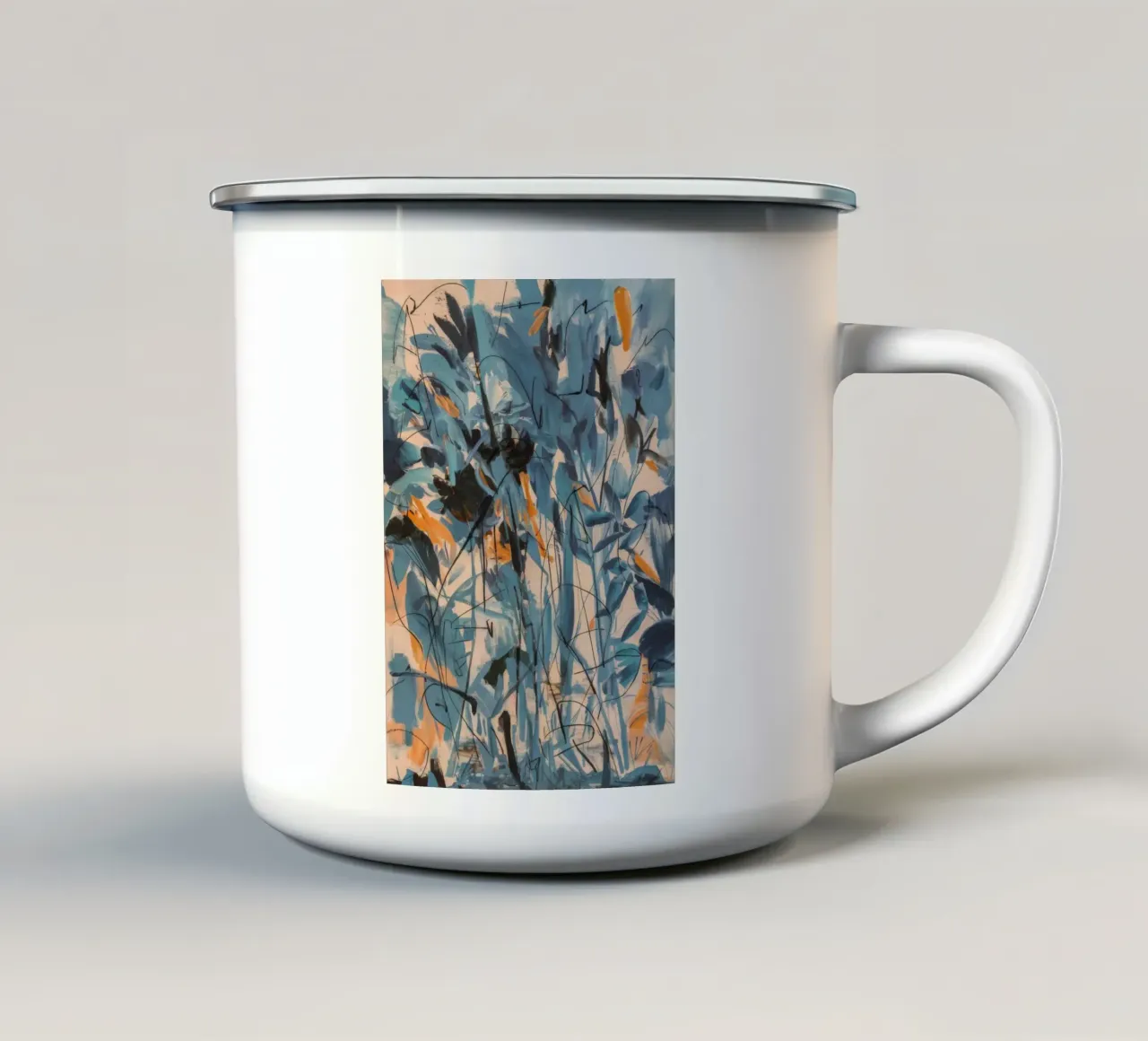 Tierno velo botánico taza de esmalte de Solestice Strokes