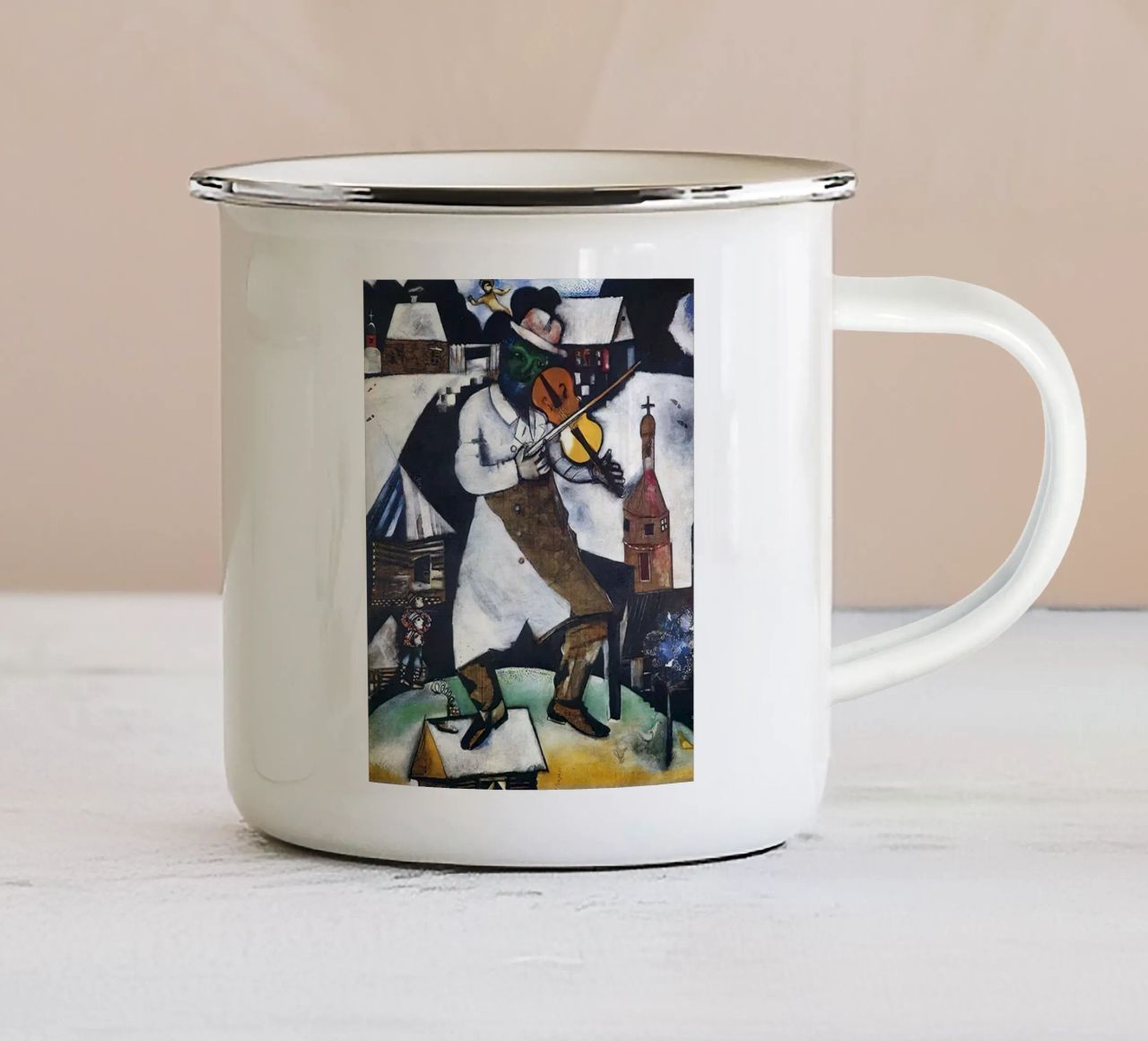 Marc Chagall Il violinista tazza in smalto da Kunze Gallery