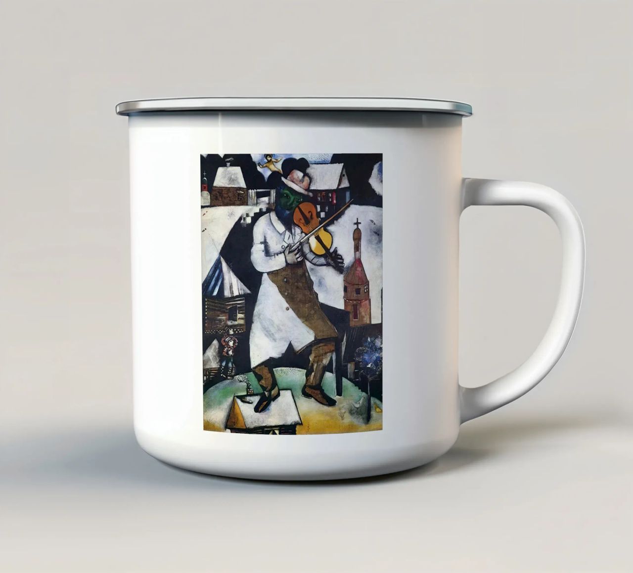 Marc Chagall Il violinista tazza in smalto da Kunze Gallery