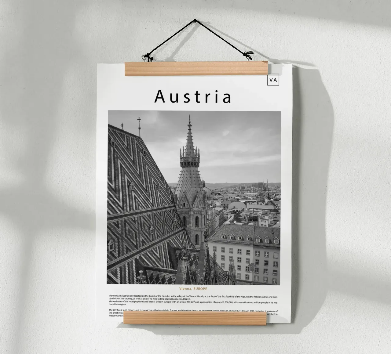 Arte murale da Vienna, Austria poster con telaio in plastica da ✈ world in frame