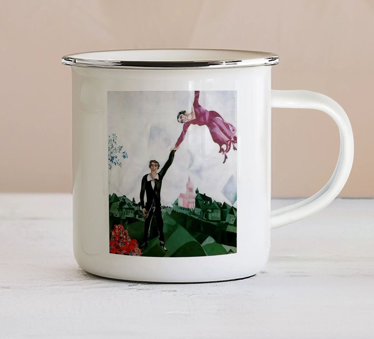 Marc Chagall La passeggiata tazza in smalto da Kunze Gallery