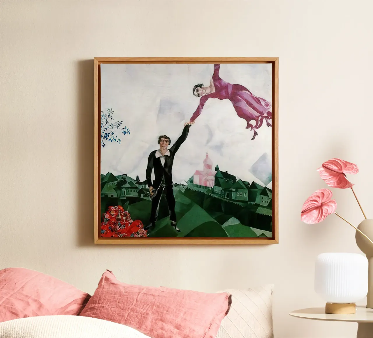 Marc Chagall La passeggiata tela con Cornice a cassetta da Kunze Gallery