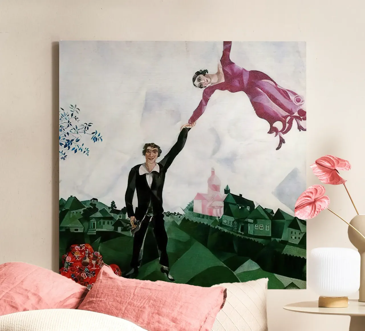 Marc Chagall La passeggiata tela con Cornice a cassetta da Kunze Gallery