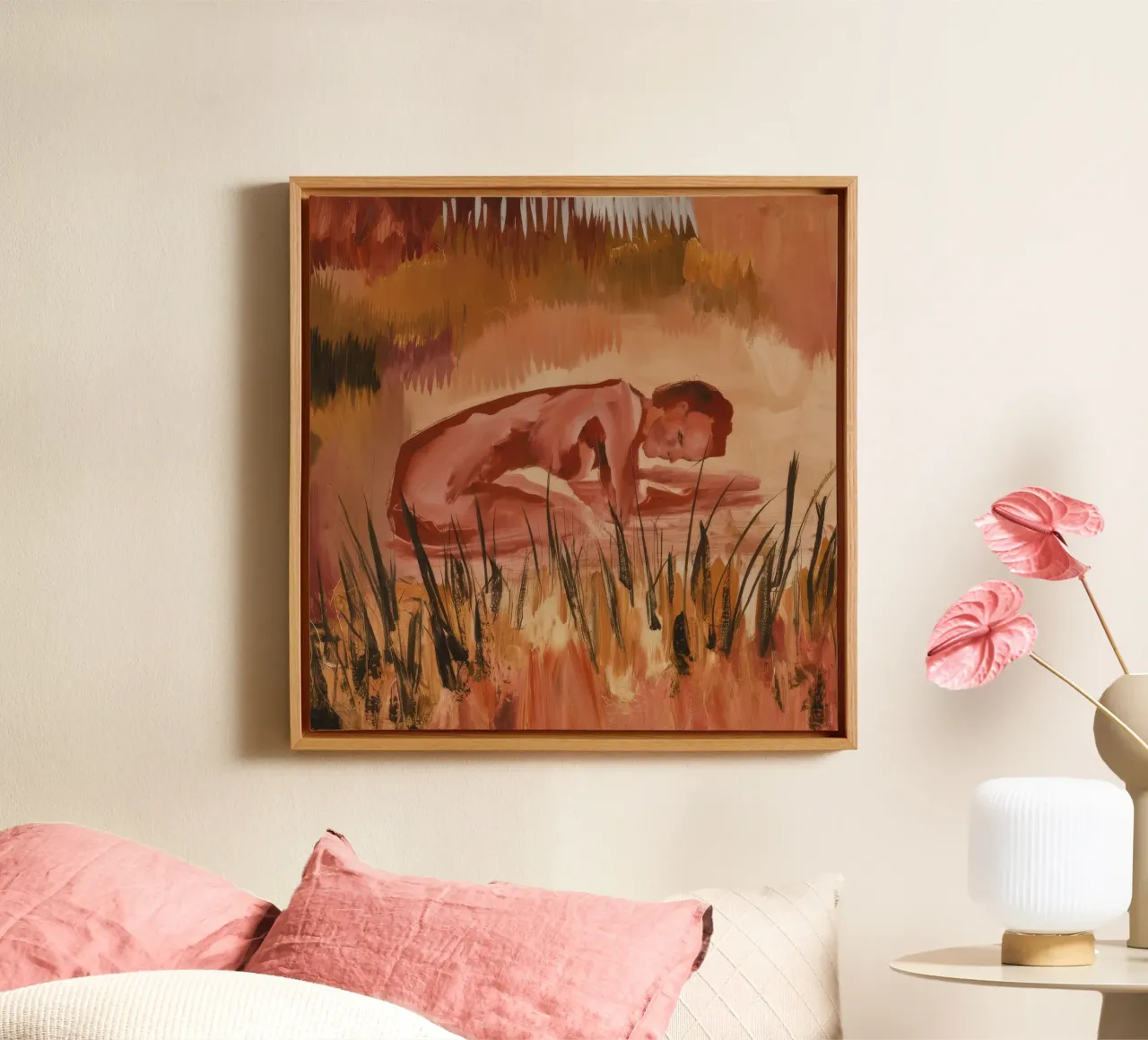 Aardgebonden schreeuw nog steeds canvas met Baklijst van Solestice Strokes