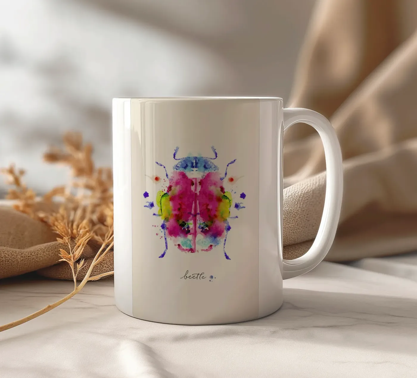 Ink Beetle ceramic mug by Flora & Fauna