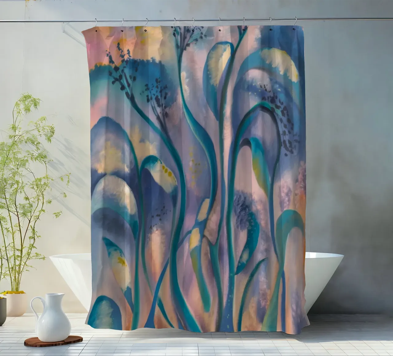 Swaying Celestial Garden shower curtain by Solestice Strokes