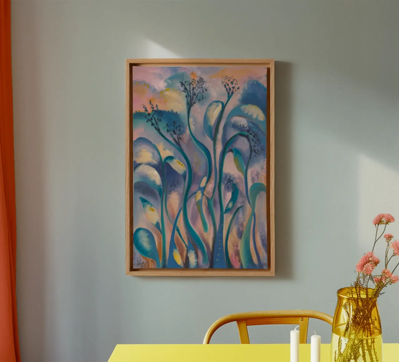 Swaying Celestial Garden canvas with Floater frame by Solestice Strokes