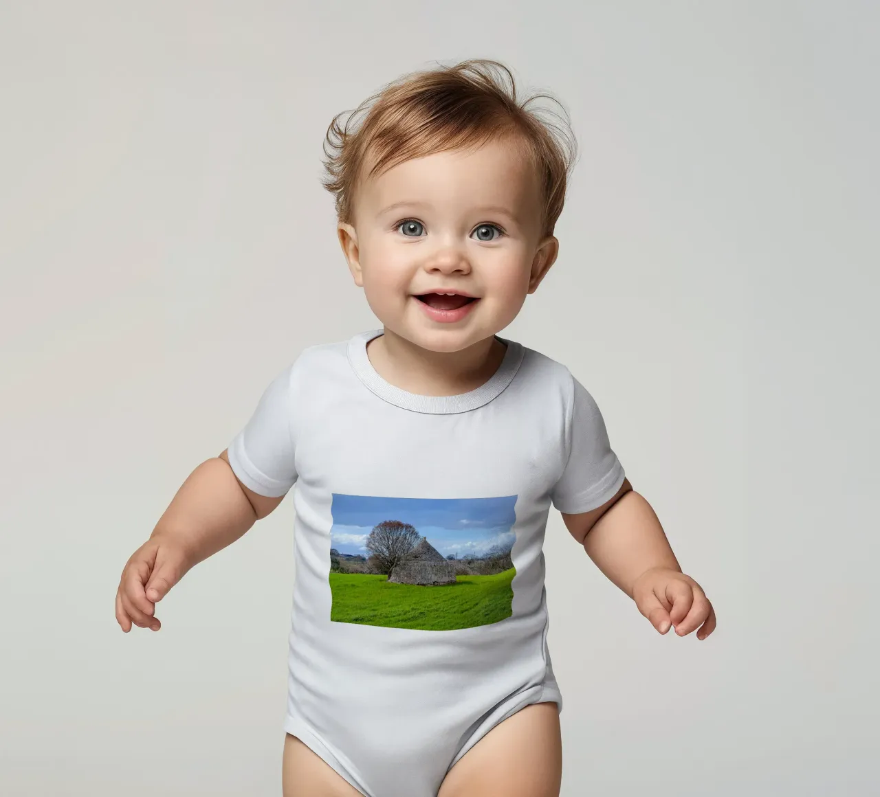 Timeless Apulian Countryside: Ancient Stone Dwelling short-sleeve baby romper by peuceta_BA