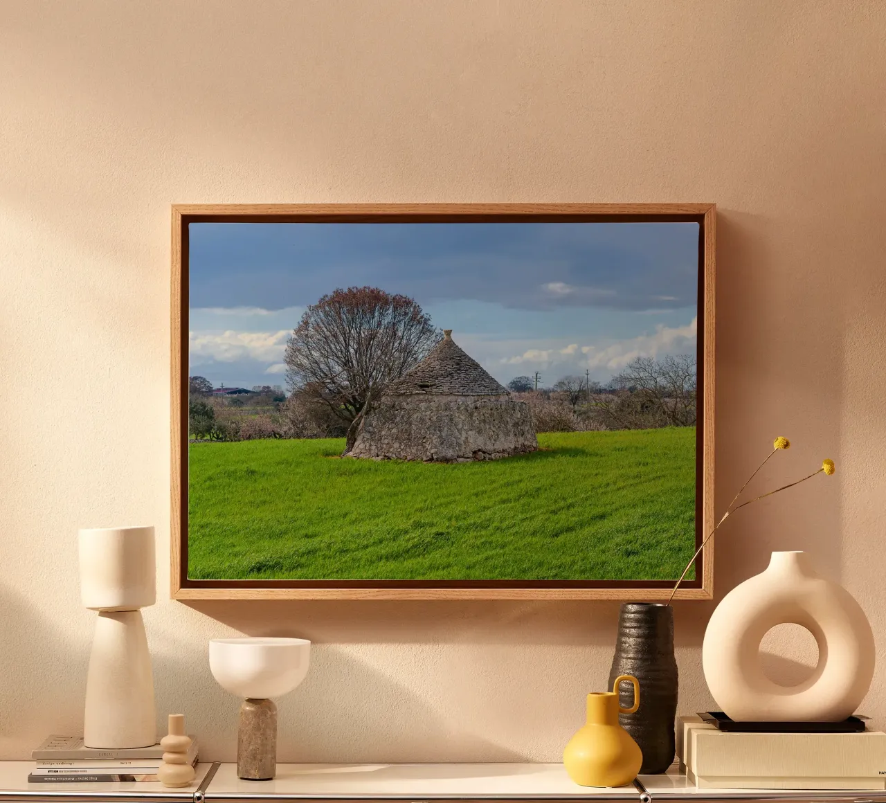 Timeless Apulian Countryside: Ancient Stone Dwelling canvas with Floater frame by peuceta_BA