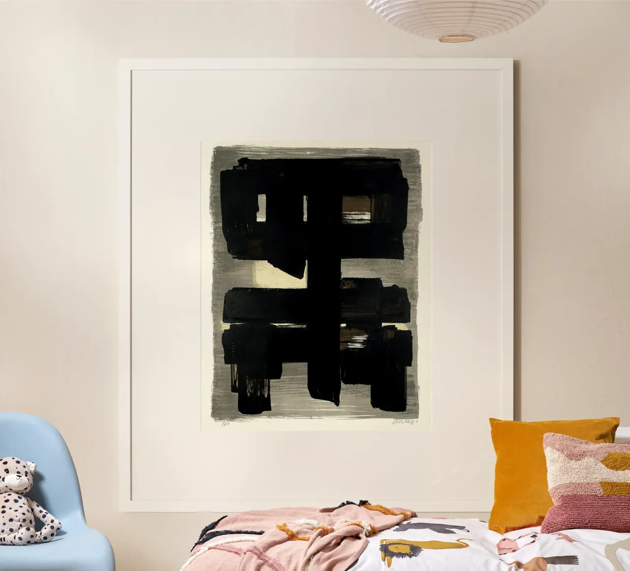 Pierre Soulages "Litografia n° 1" 1957 poster con telaio in legno da Spencershop