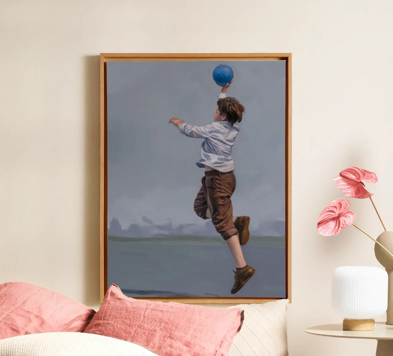 Gewichtloze vreugdesprong canvas met Baklijst van Solestice Strokes