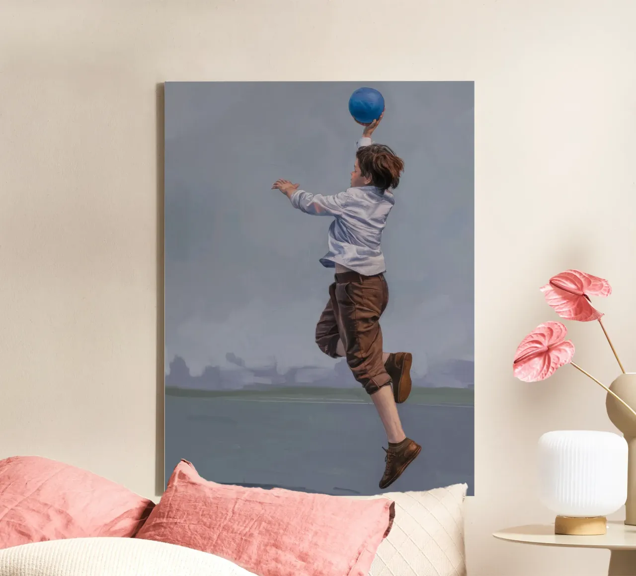 Gewichtloze vreugdesprong canvas met Baklijst van Solestice Strokes