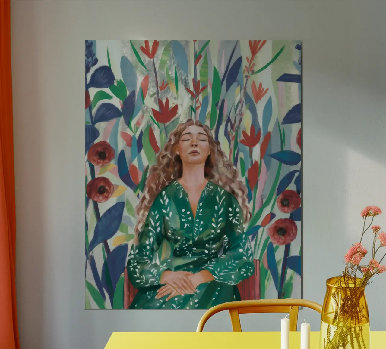 Sogno floreale ancora poster con telaio in legno da Solestice Strokes