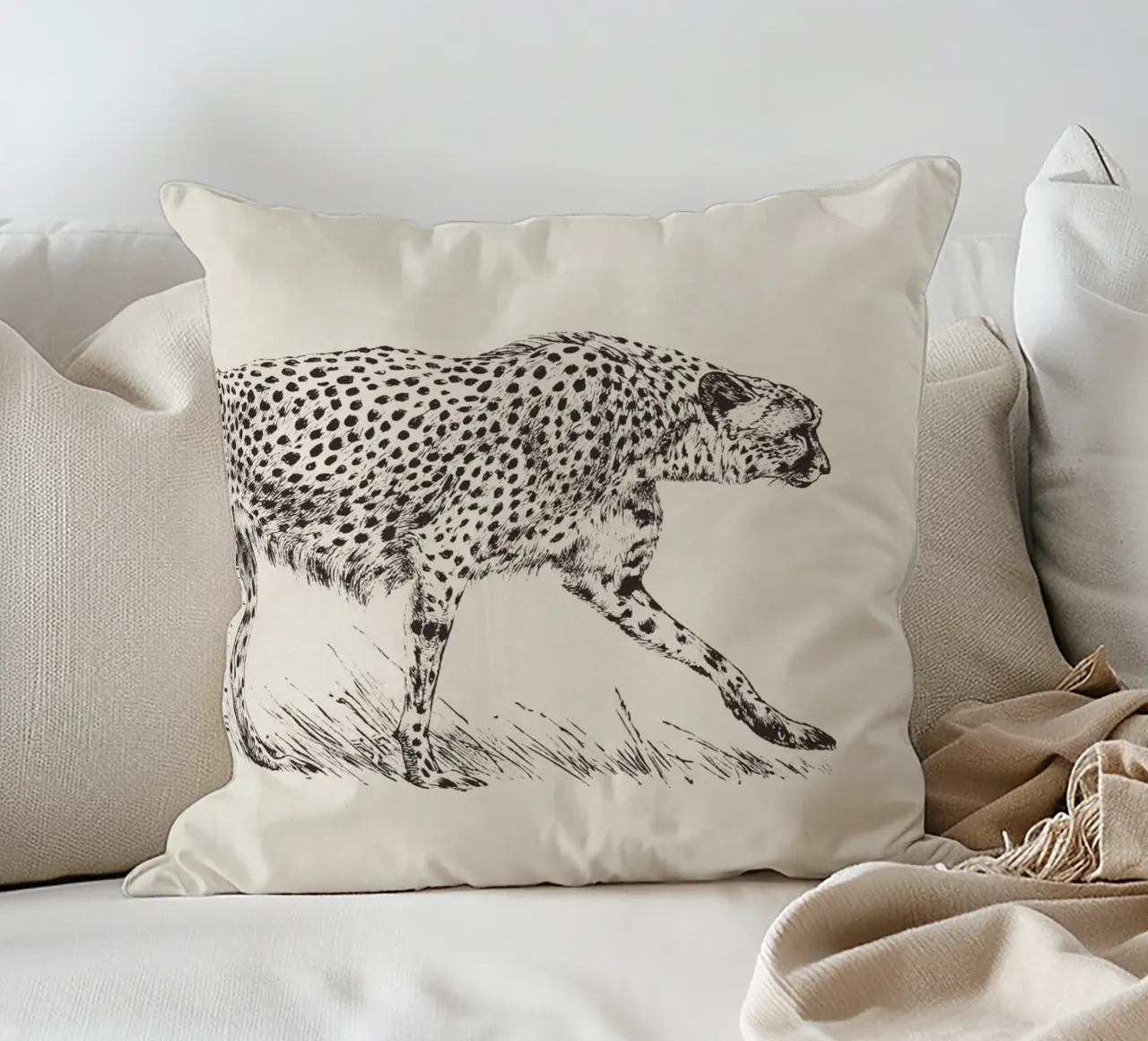 Cheetah Leopard Sketch cuscino da apoloprints