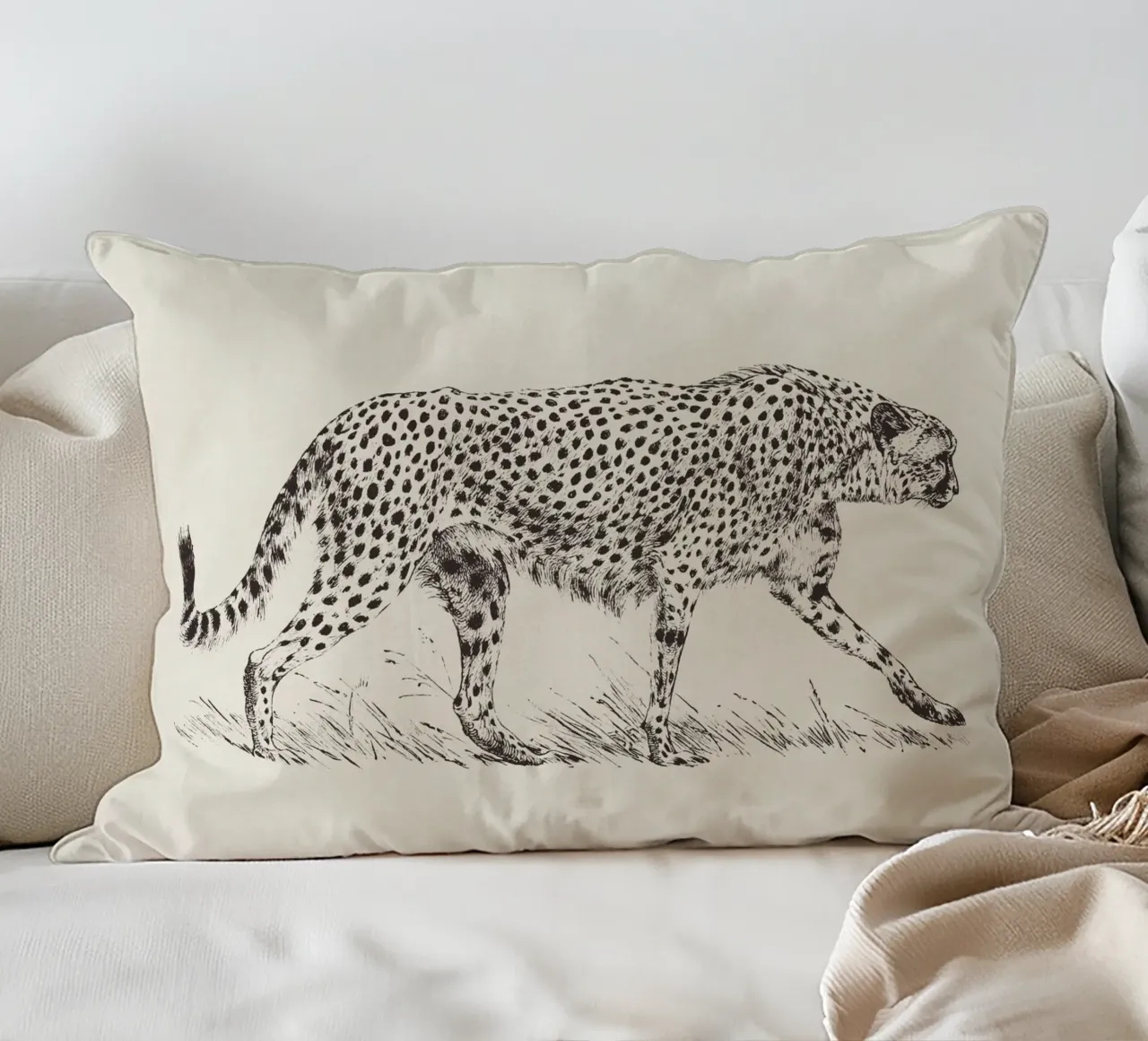 Cheetah Leopard Sketch cuscino da apoloprints